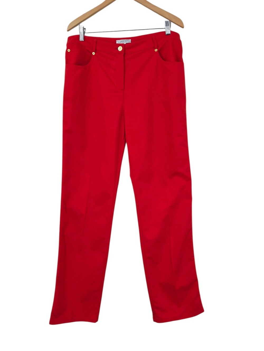 St. John Sport Red-Orange High Rise Pants Slacks Vintage Gold Hardware
